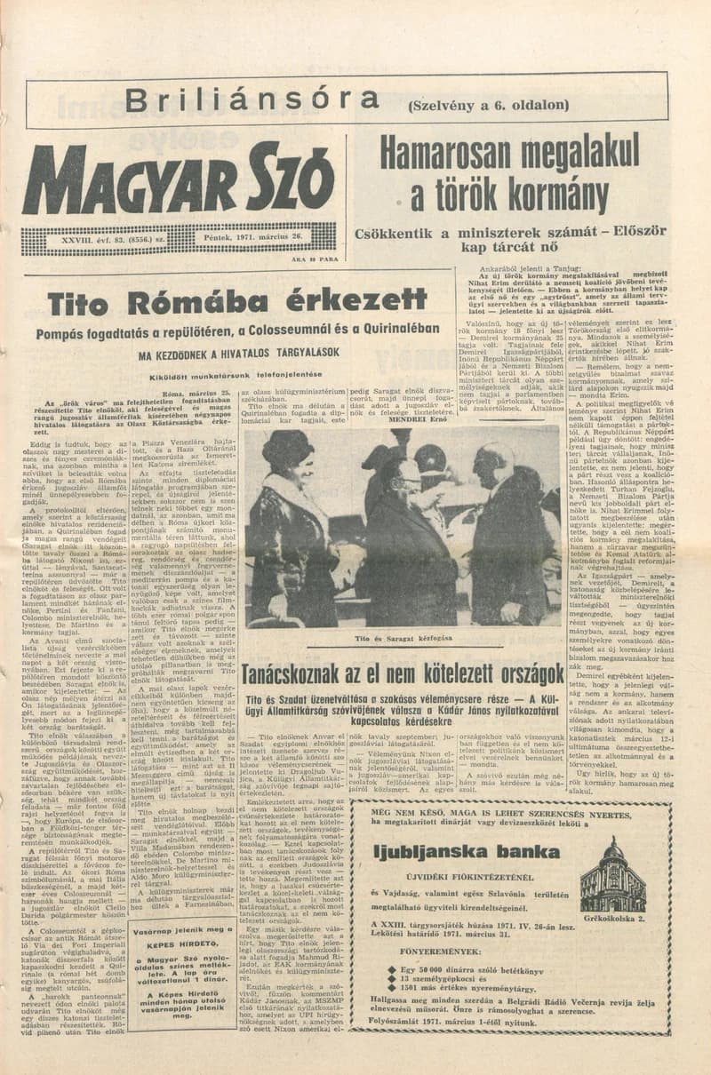Magyar Szó, 28. évf. 1971. március 26. 83. sz. 1–12. oldal