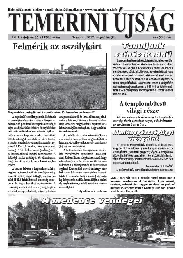 Temerini Újság, 23. évf. 2017. augusztus 31. 35. sz.