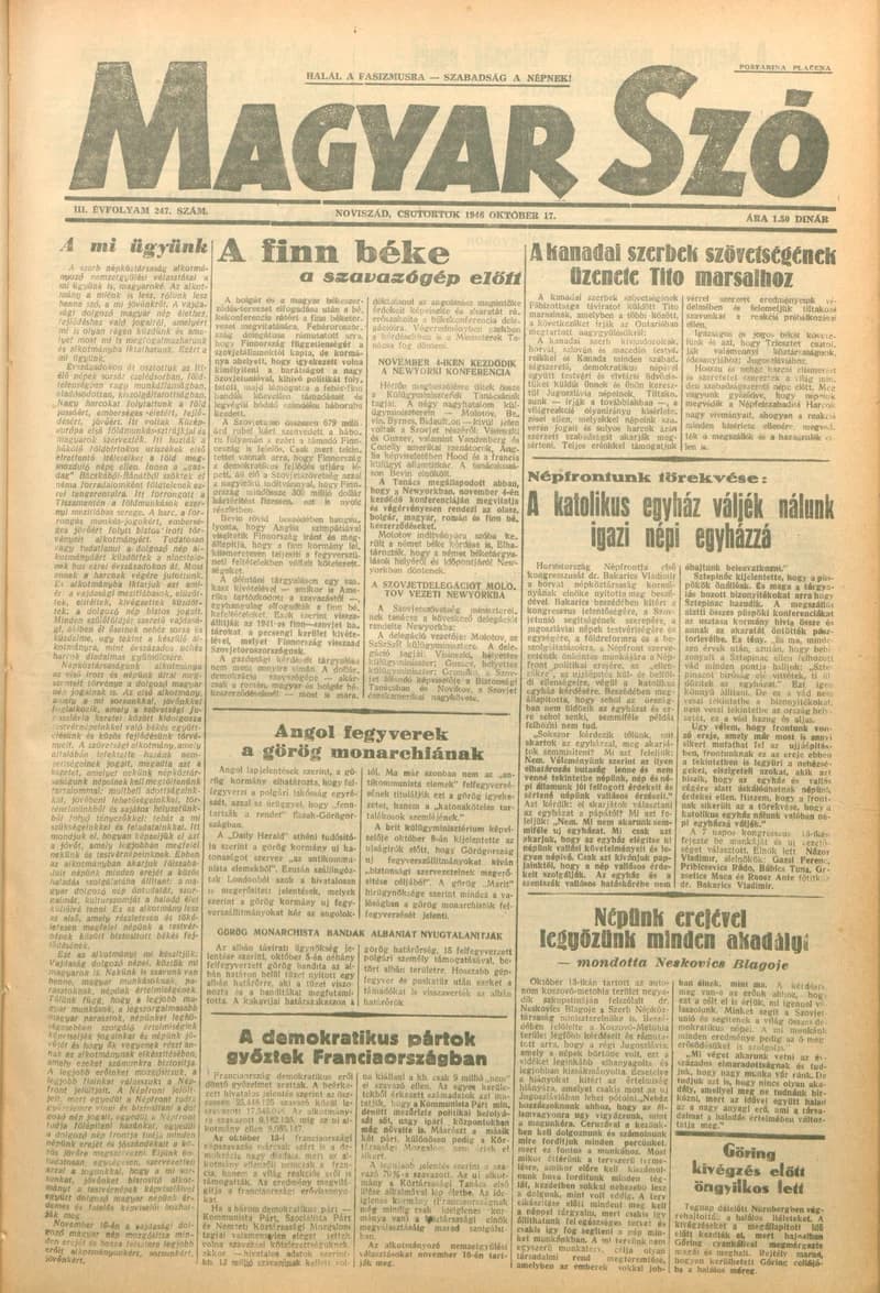 Magyar Szó, 3. évf. 1946. október 17. 247. sz. 1–4. oldal