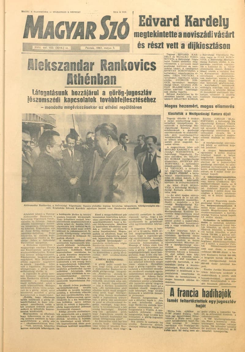 Magyar Szó, 18. évf. 1961. május 5. 103. sz. 1–16. oldal