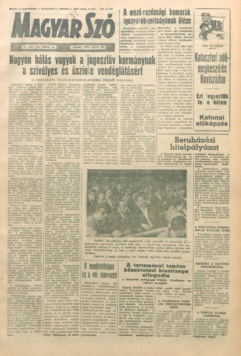 Magyar Szó, 11. évf. 1954. június 30. 175. sz. 1–8. oldal