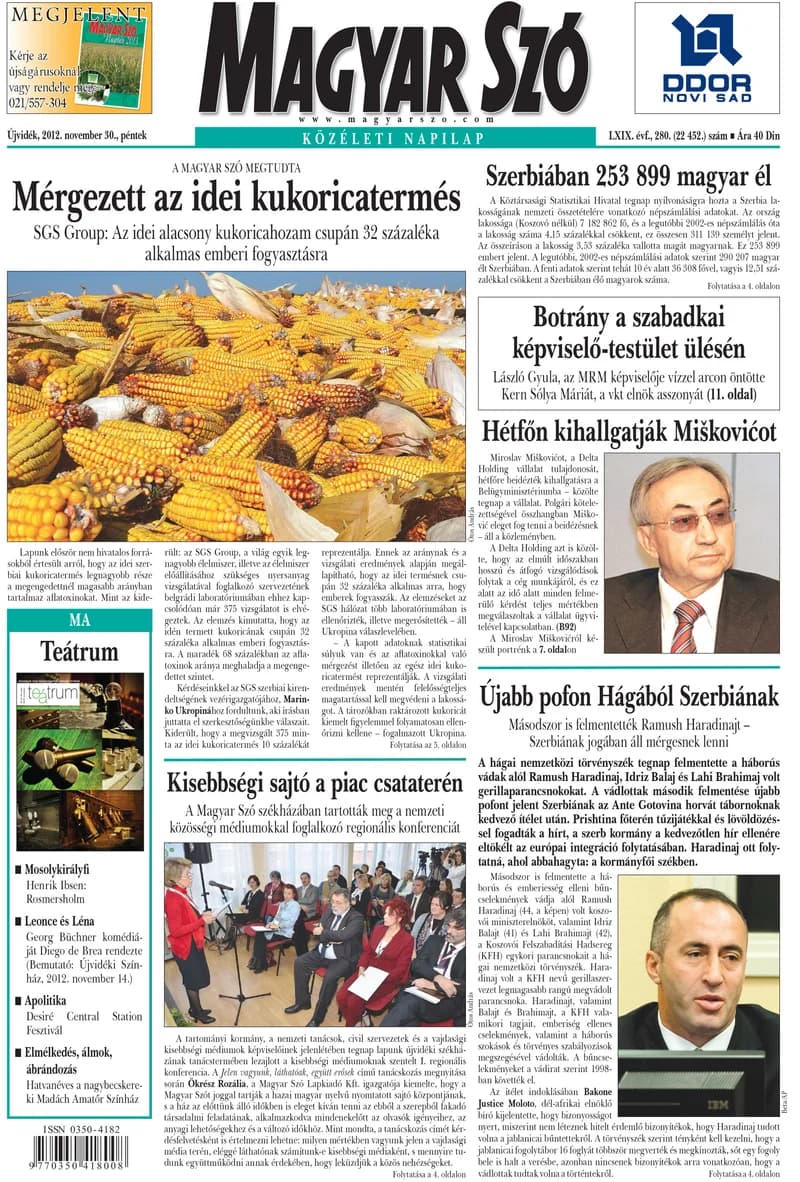Magyar Szó, 69. évf. 2012. november 30. 280. sz. 1–20. oldal