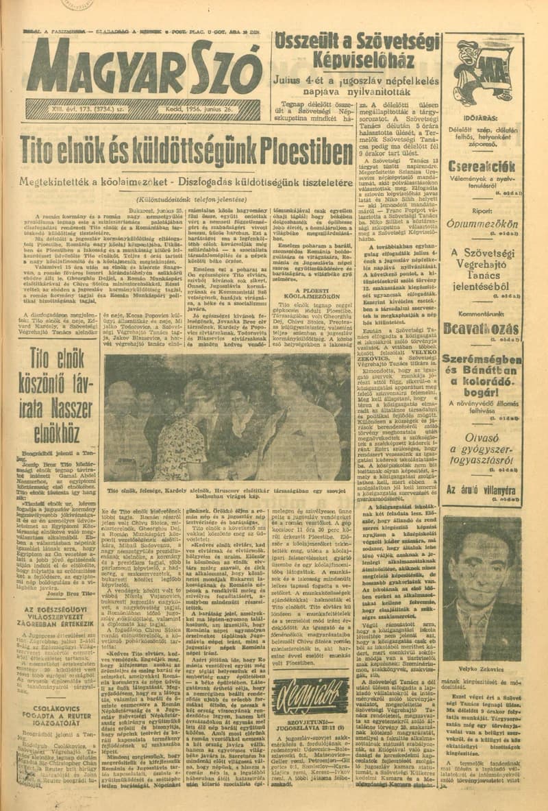 Magyar Szó, 13. évf. 1956. június 26. 173. sz. 1–8. oldal