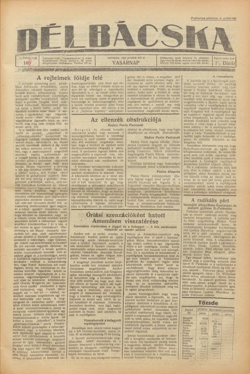 Délbácska, 6. évf. 1925. június 21. 142. sz.