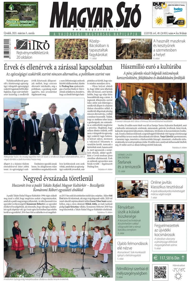 Magyar Szó, 78. évf. 2021. március 3. 49. sz. 1–16. oldal