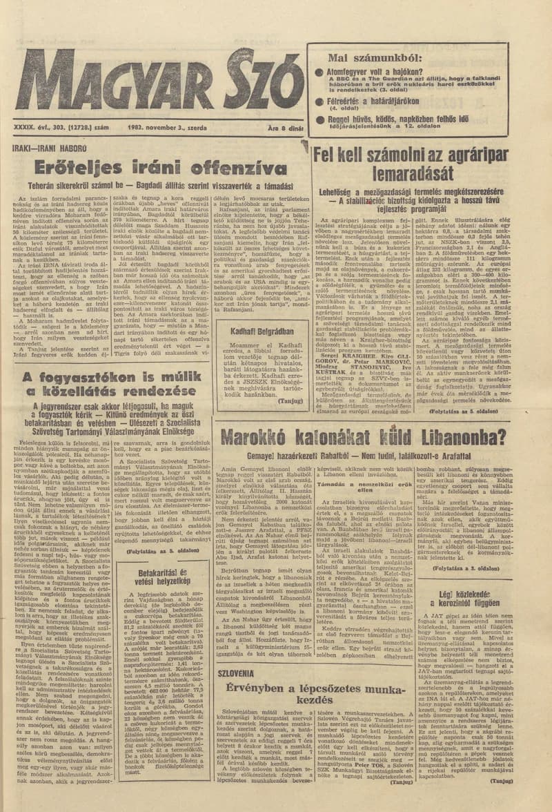 Magyar Szó, 39. évf. 1982. november 3. 303. sz. 1–24. oldal