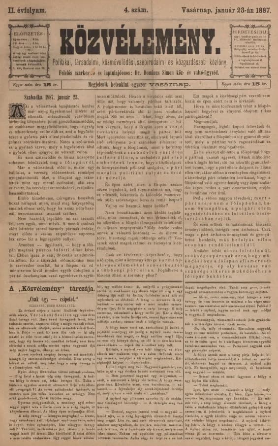 Közvélemény, 2. évf. 1887. január 23. 4. sz.