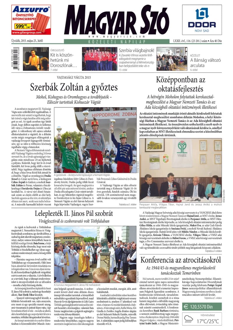 Magyar Szó, 72. évf. 2015. május 25. 116. sz. 1–20. oldal