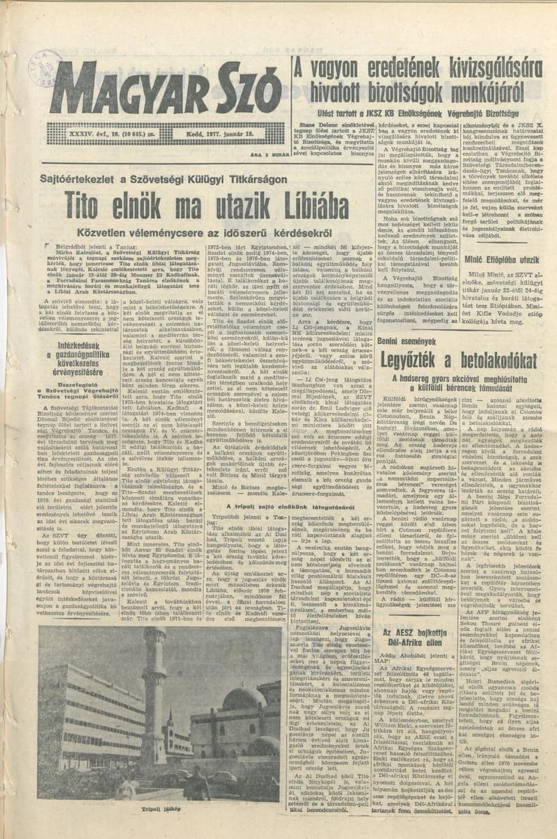 Magyar Szó, 34. évf. 1977. január 18. 16. sz.