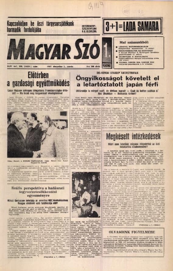 Magyar Szó, 44. évf. 1987. december 2. 330. sz. 1–16. oldal