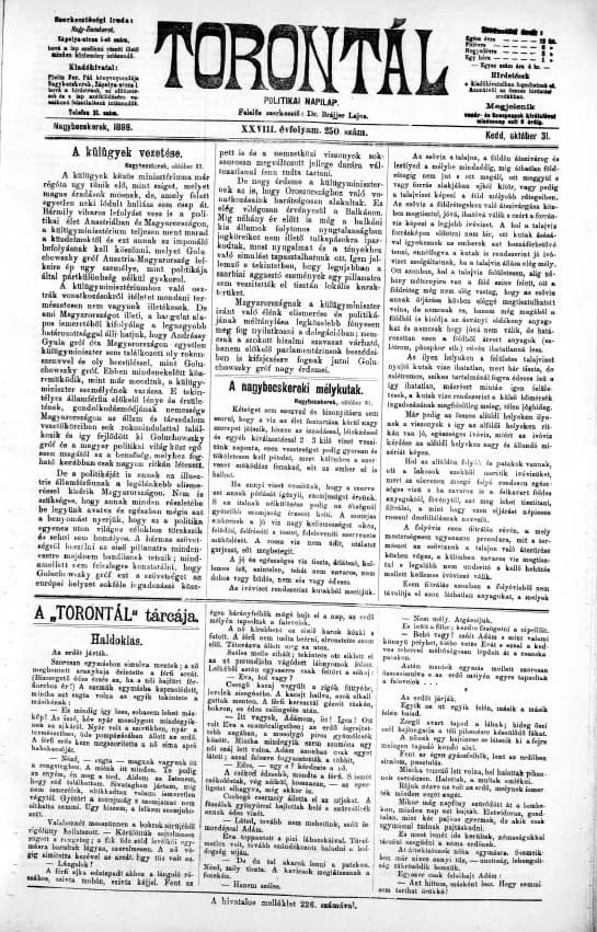 Torontál, 28. évf. 1899. október 31. 250. sz.