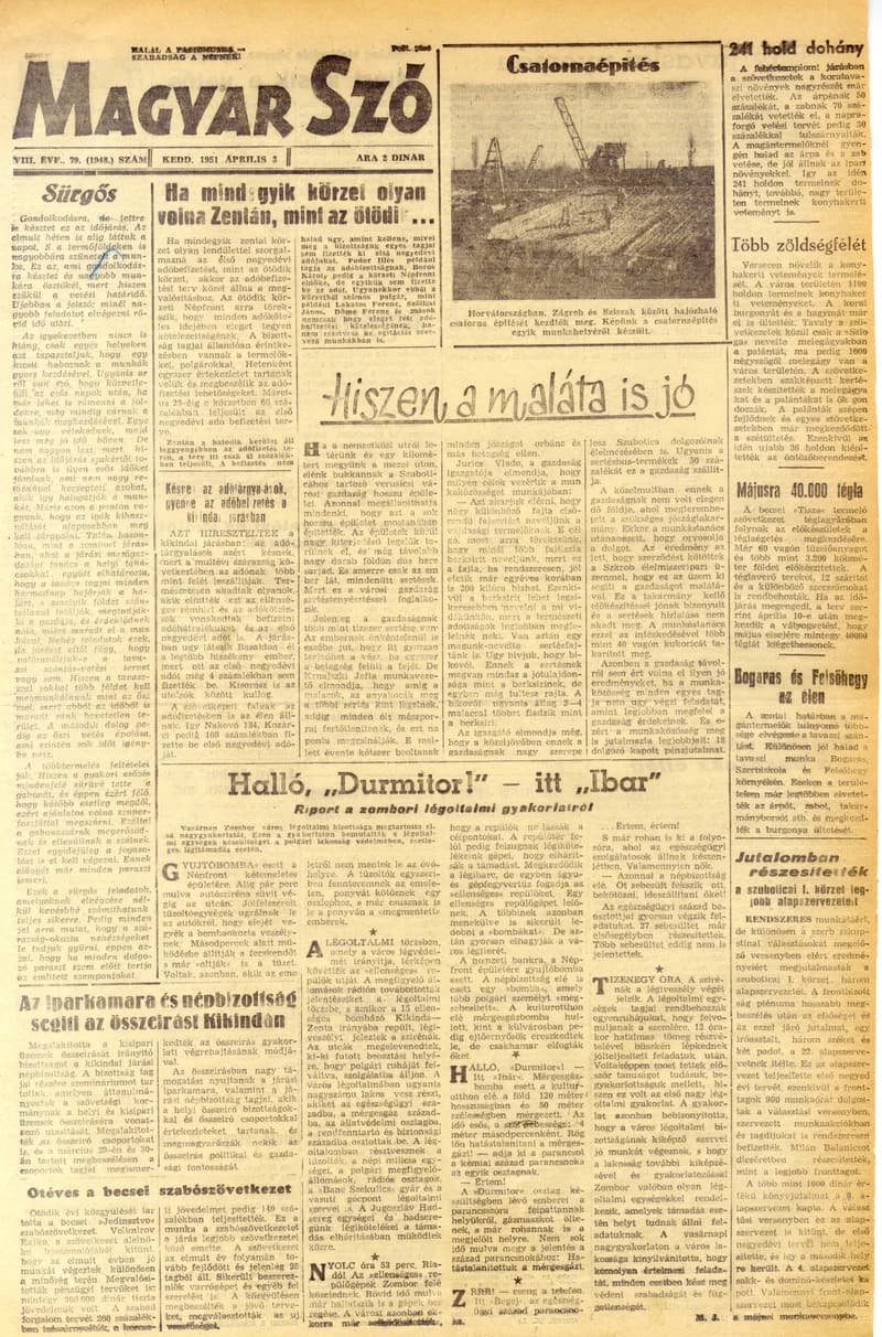 Magyar Szó, 7. évf. 1951. április 3. 79. sz. 1–4. oldal