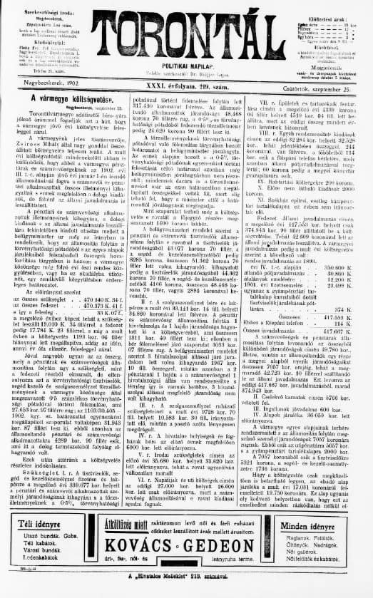 Torontál, 31. évf. 1902. szeptember 25. 219. sz.