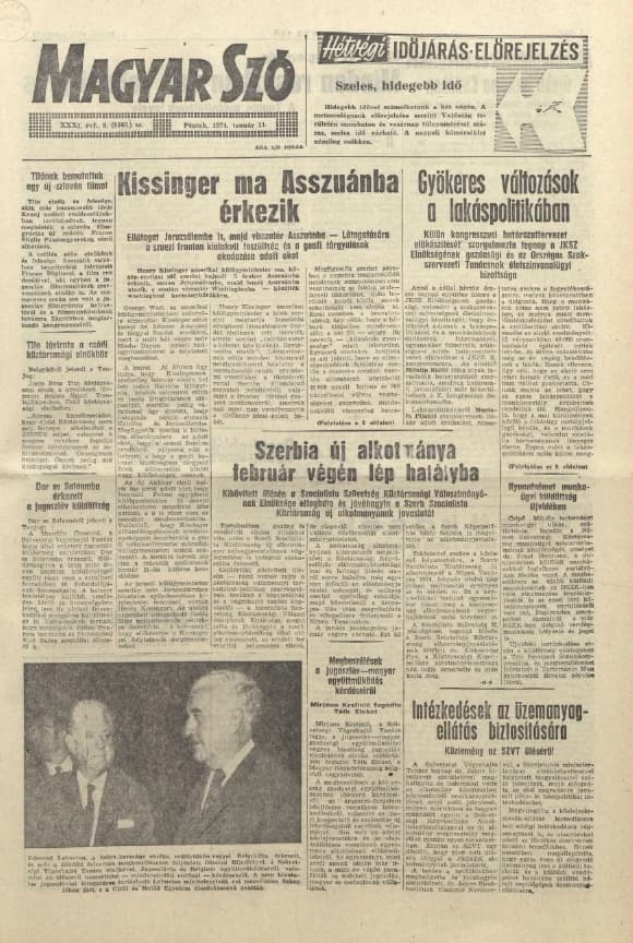 Magyar Szó, 31. évf. 1974. január 11. 9. sz. 1–16. oldal