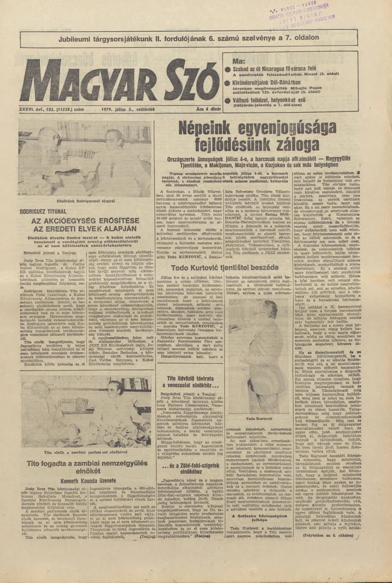 Magyar Szó, 36. évf. 1979. július 5. 182. sz. 1–16. oldal