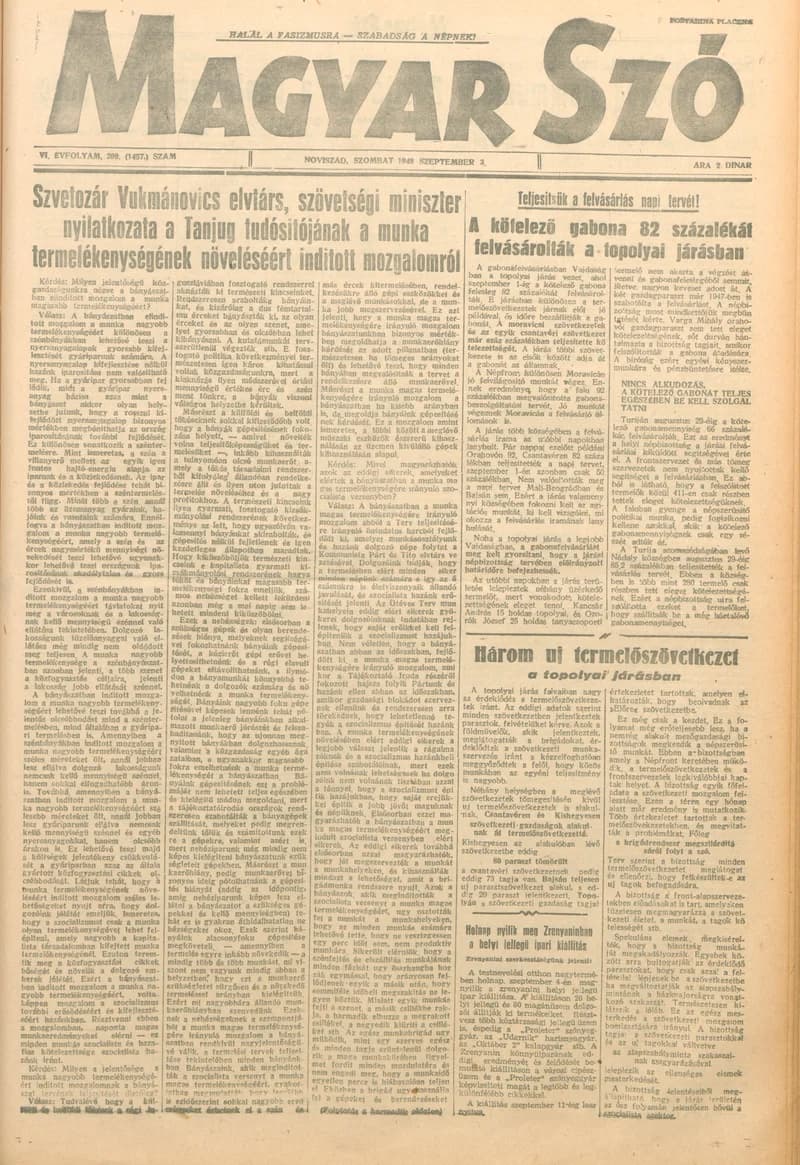 Magyar Szó, 6. évf. 1949. augusztus 3. 209. sz. 1–4. oldal