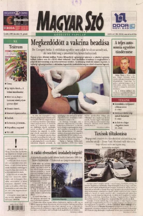 Magyar Szó, 66. évf. 2009. december 18. 296. sz. 1–20. oldal