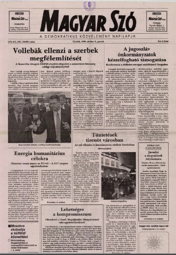 Magyar Szó, 56. évf. 1999. október 8. 192. sz. 1–16. oldal