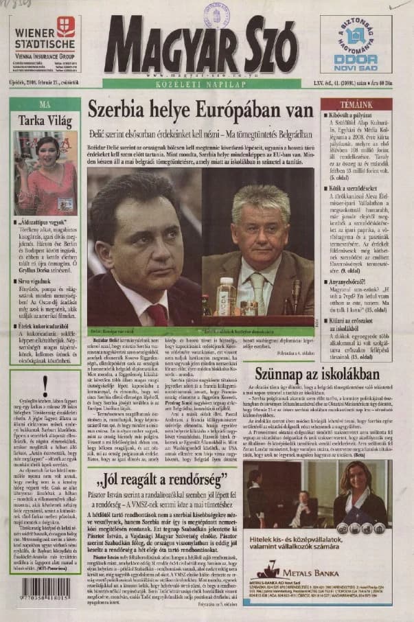 Magyar Szó, 65. évf. 2008. február 21. 41. sz. 1–20. oldal