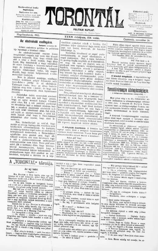Torontál, 32. évf. 1903. november 26. 270. sz.