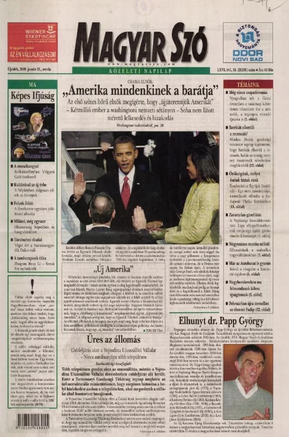 Magyar Szó, 66. évf. 2009. január 21. 15. sz. 1–20. oldal