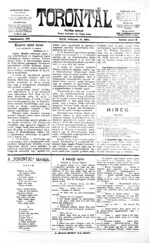 Torontál, 31. évf. 1902. január 18. 14. sz.