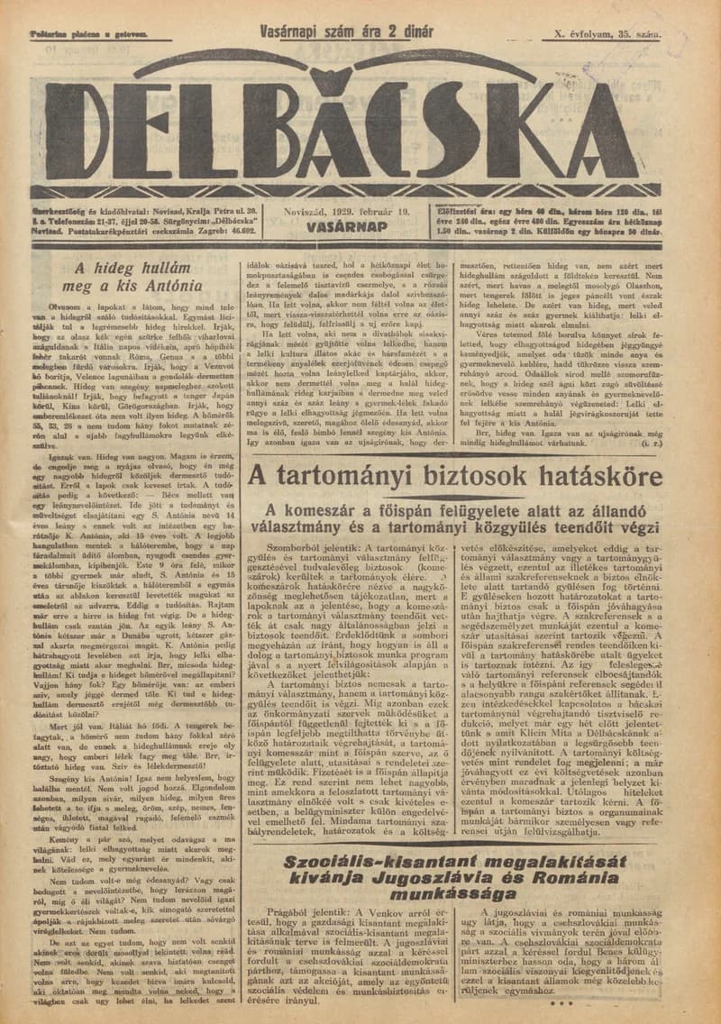 Délbácska, 10. évf. 1929. február 10. 35. sz.