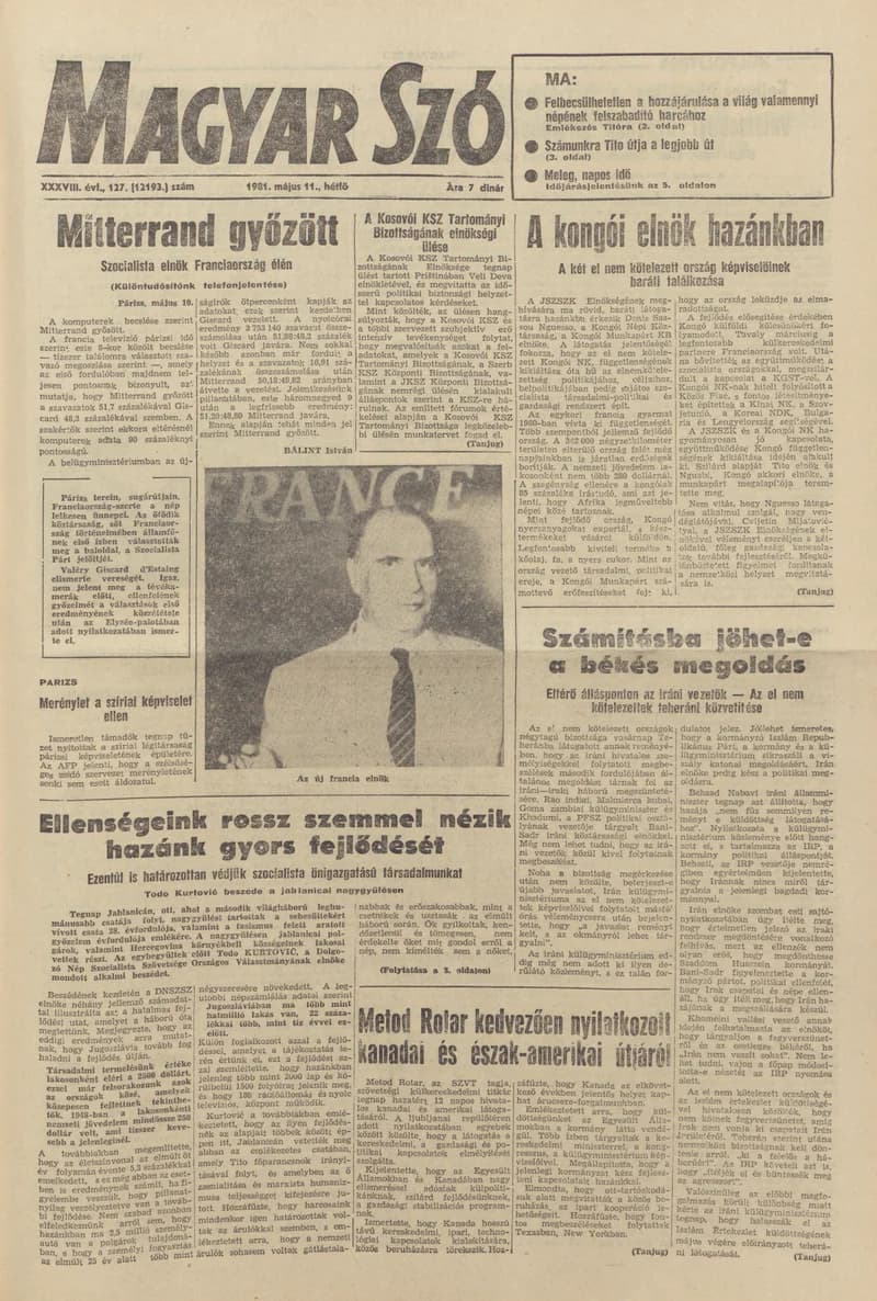 Magyar Szó, 38. évf. 1981. május 11. 127. sz.