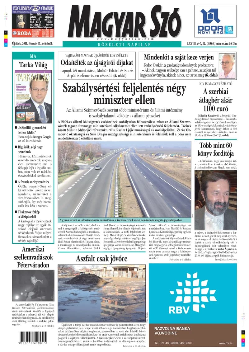 Magyar Szó, 68. évf. 2011. február 10. 32. sz. 1–20. oldal