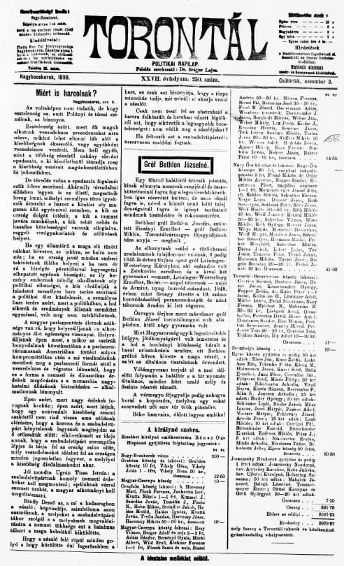 Torontál, 27. évf. 1898. november 3. 250. sz.