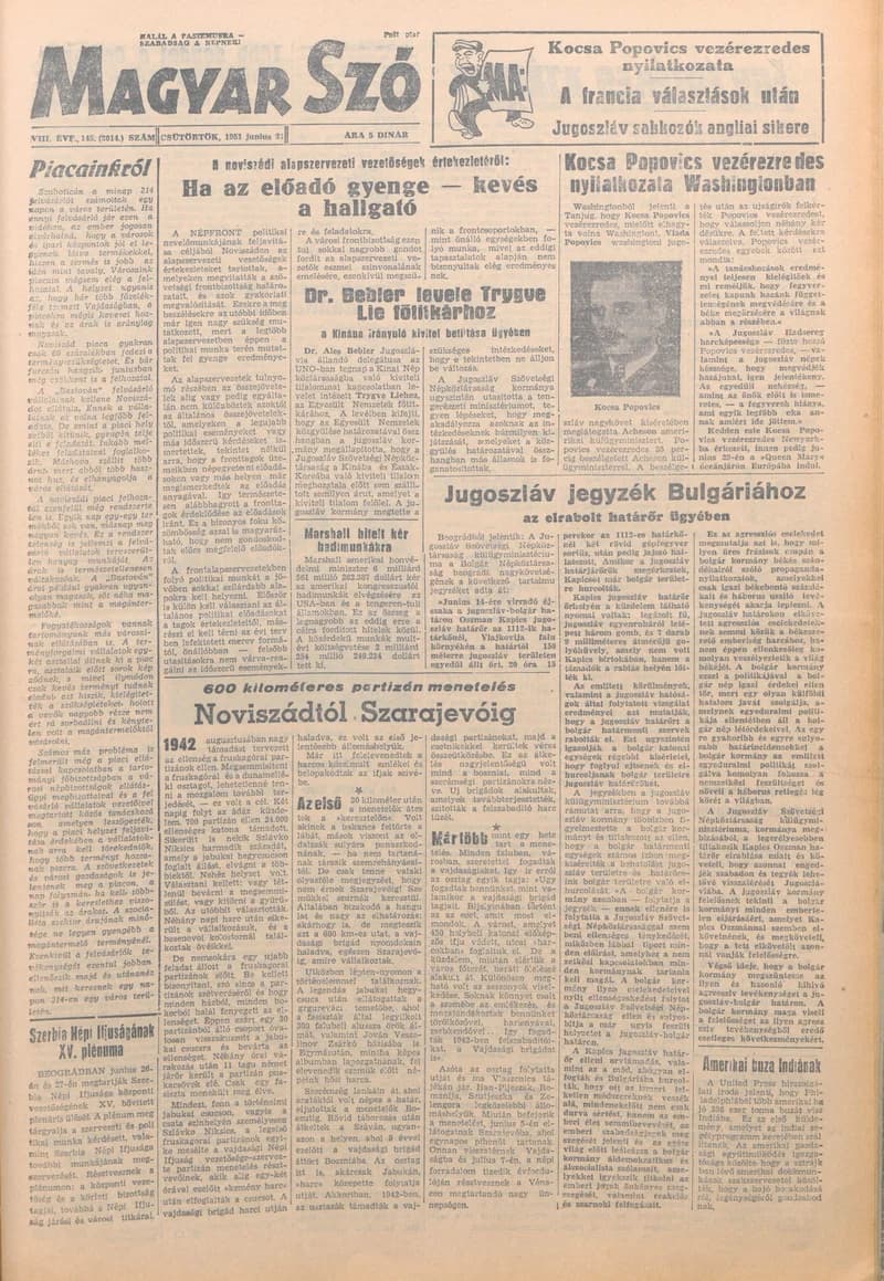 Magyar Szó, 8. évf. 1951. június 21. 145. sz. 1–4. oldal