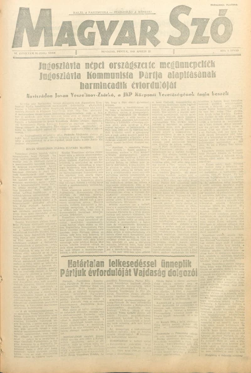 Magyar Szó, 6. évf. 1949. április 22. 95. sz. 1–4. oldal