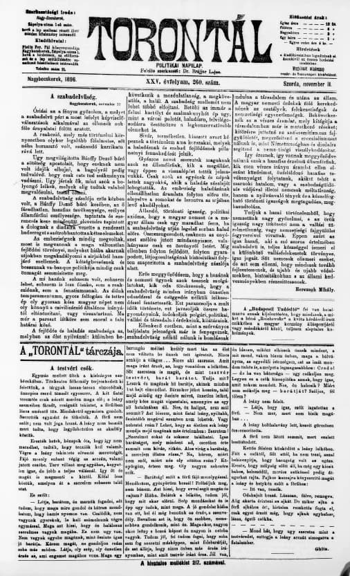Torontál, 25. évf. 1896. november 11. 260. sz.