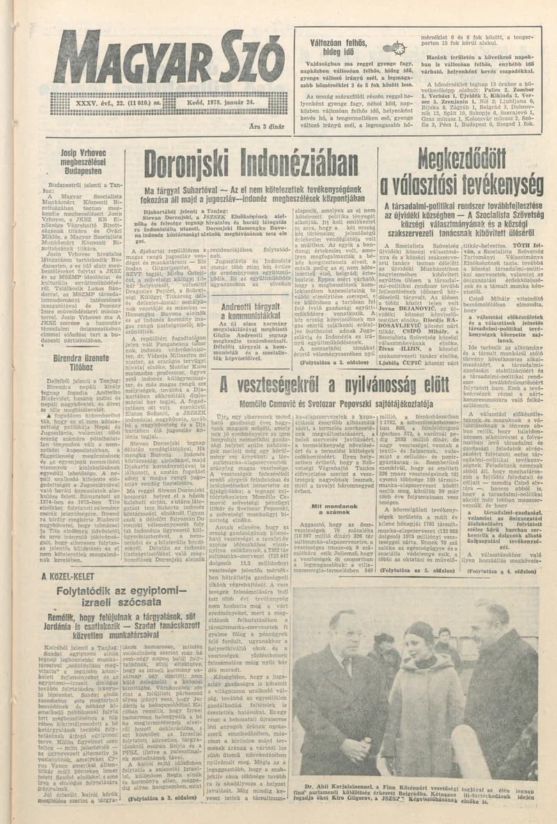 Magyar Szó, 35. évf. 1978. január 24. 22. sz. 1–20. oldal
