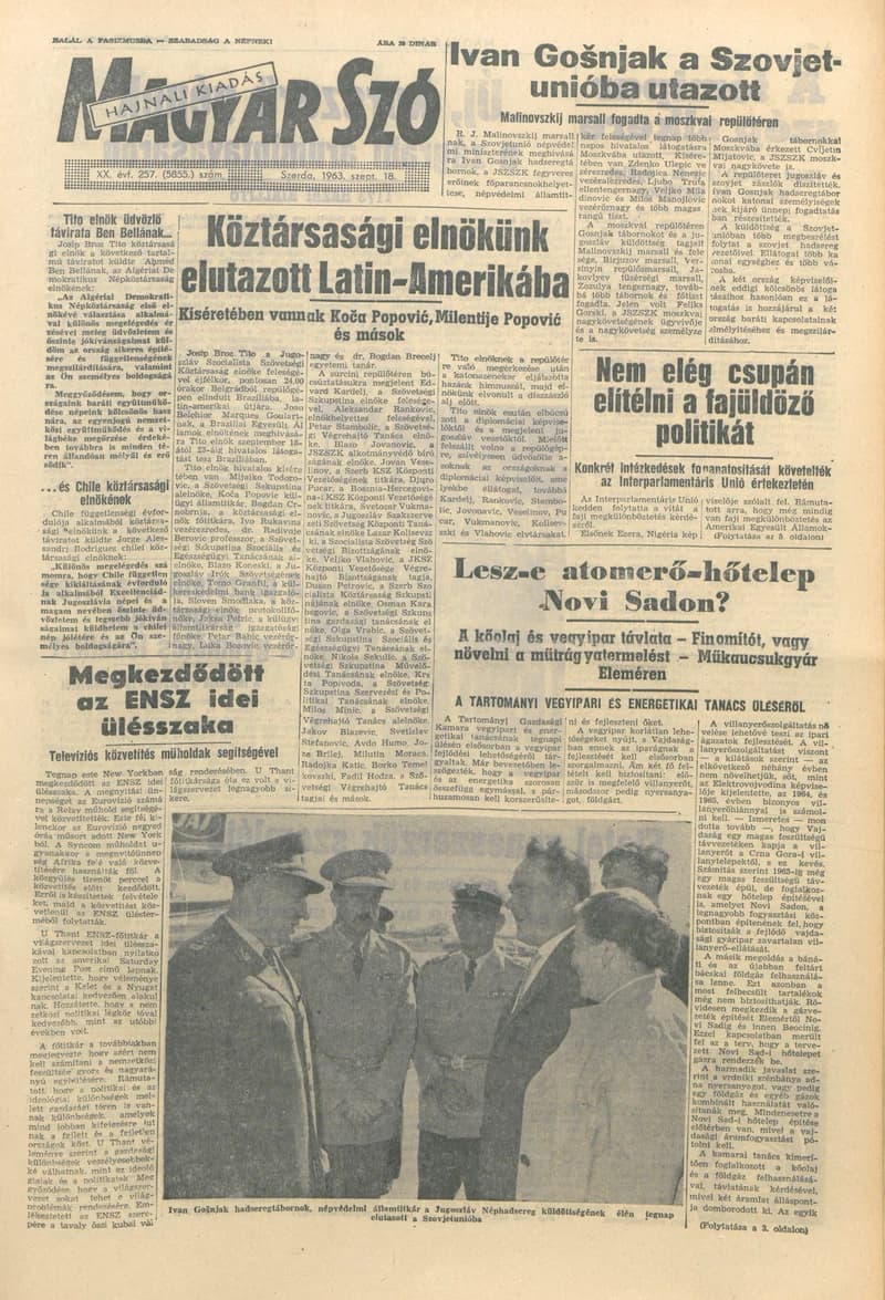 Magyar Szó, 20. évf. 1963. szeptember 18. 257. sz. 1–14. oldal