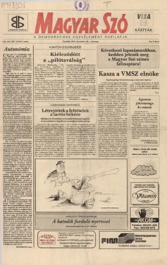 Magyar Szó, 52. évf. 1995. december 10. 287. sz. 1–24. oldal