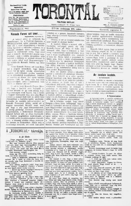 Torontál, 34. évf. 1905. augusztus 31. 198. sz.
