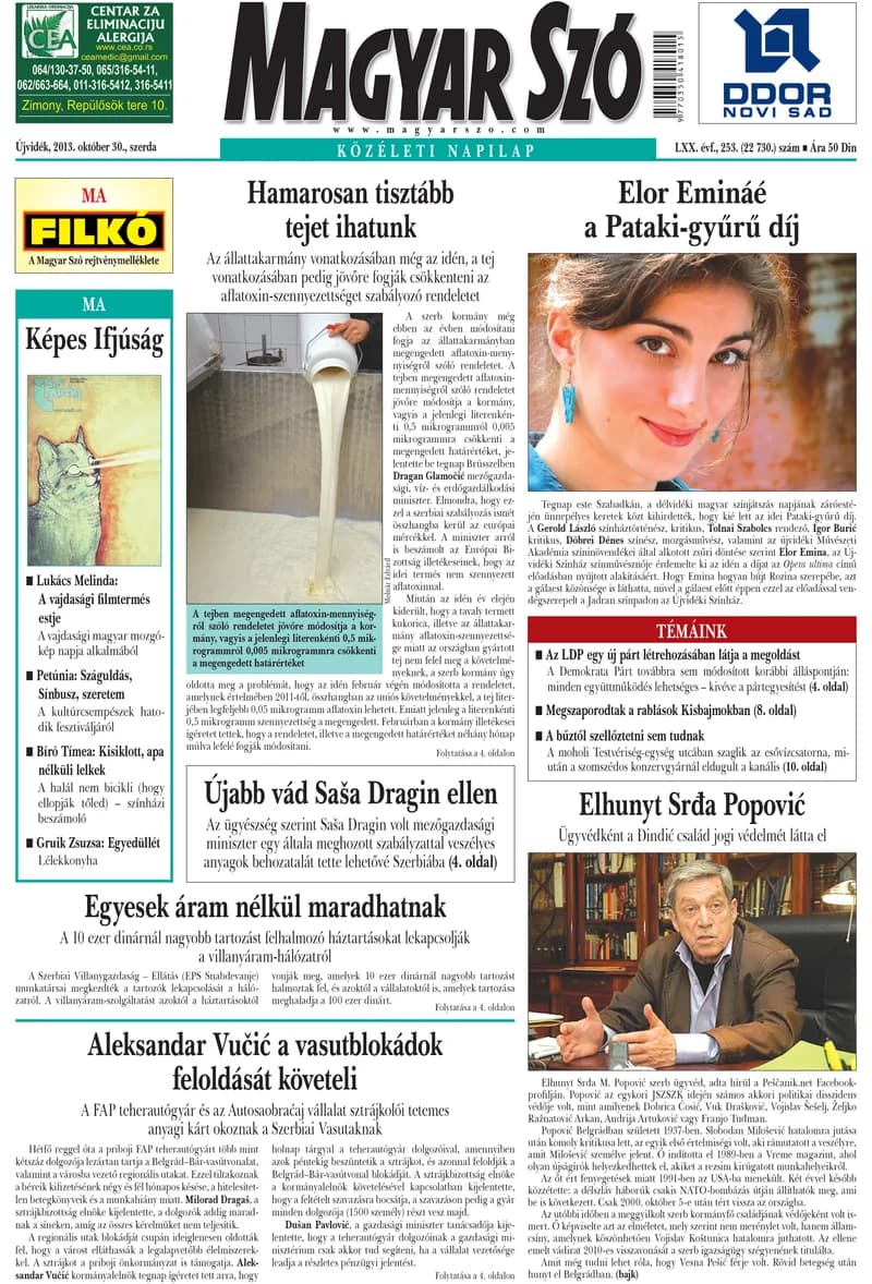 Magyar Szó, 70. évf. 2013. október 30. 253. sz. 1–20. oldal