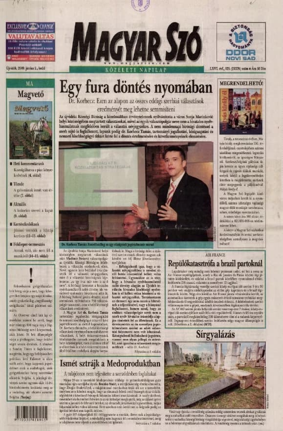 Magyar Szó, 66. évf. 2009. június 2. 125. sz. 1–20. oldal