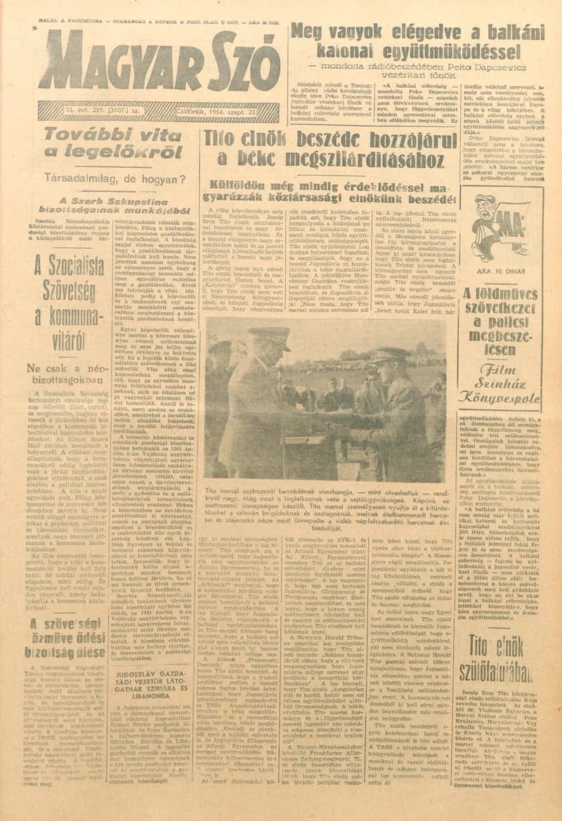 Magyar Szó, 11. évf. 1954. szeptember 23. 259. sz. 1–12. oldal