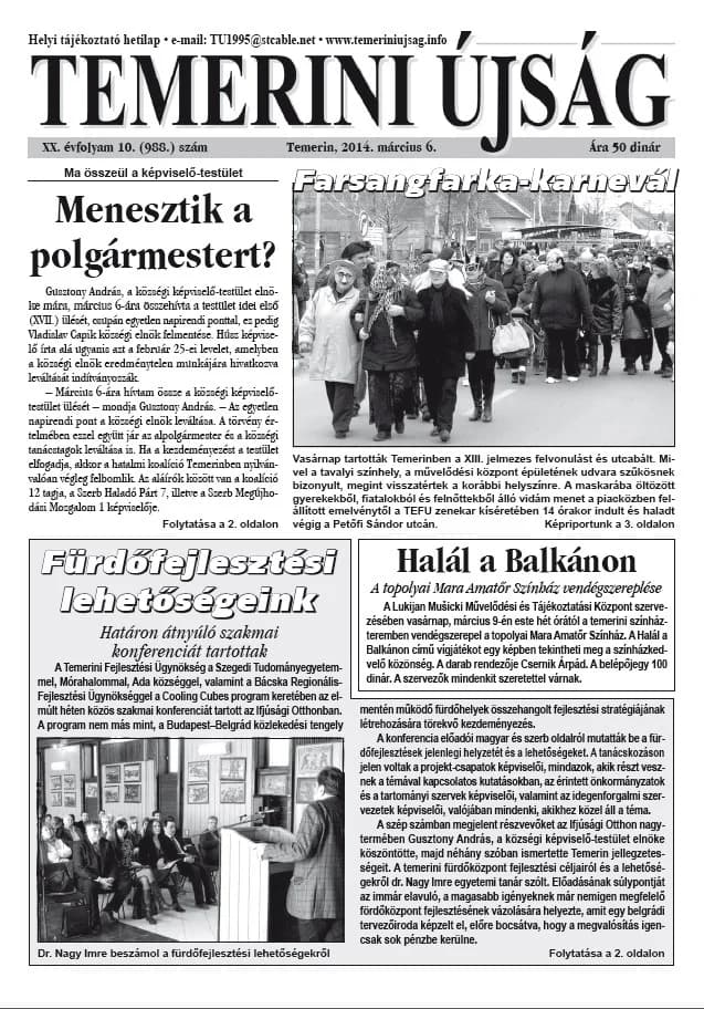Temerini Újság, 20. évf. 2014. március 6. 10. sz.