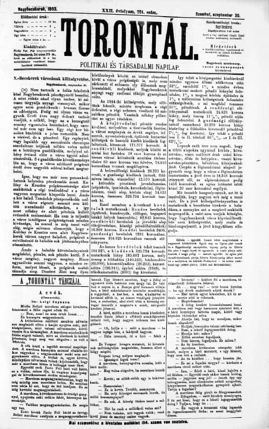 Torontál, 22. évf. 1893. szeptember 30. 224. sz.