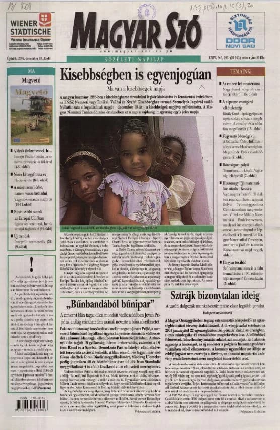 Magyar Szó, 64. évf. 2007. december 18. 296. sz. 1–20. oldal