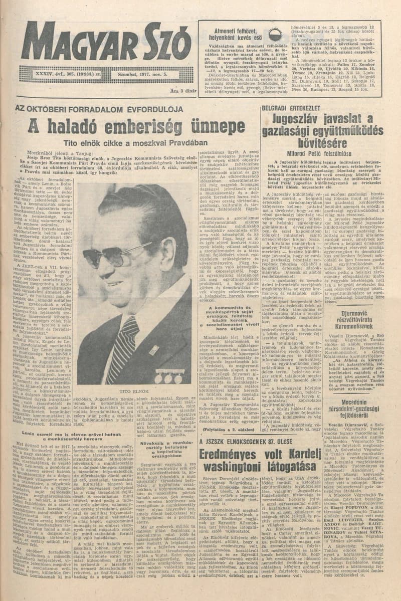 Magyar Szó, 34. évf. 1977. november 5. 305. sz.