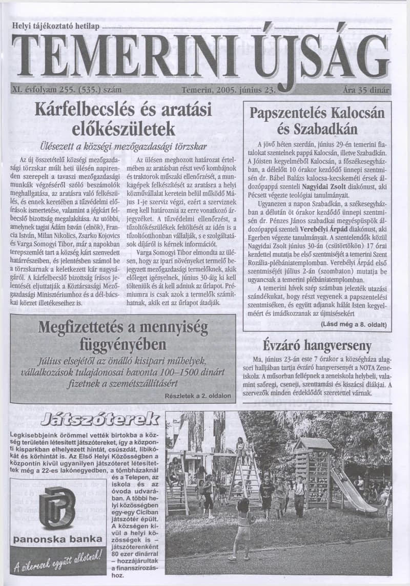Temerini Újság, 11. évf. 2005. június 23. 25. sz.