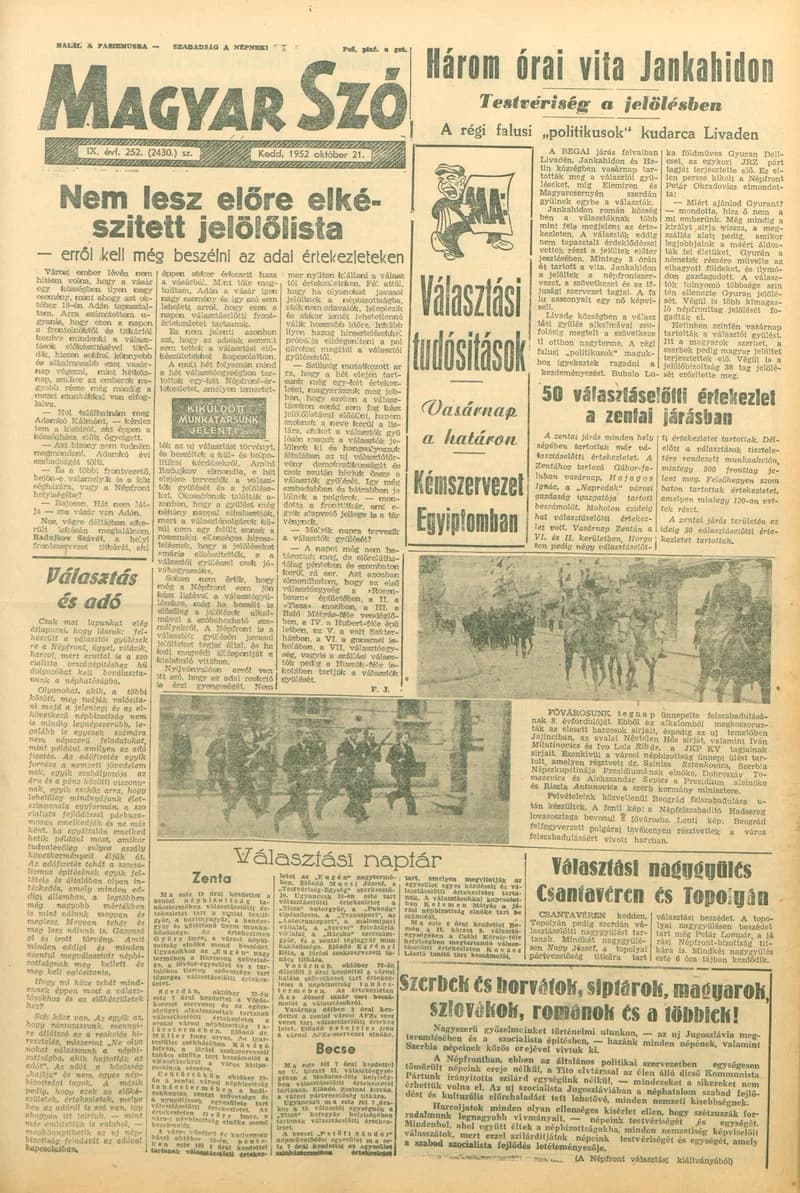 Magyar Szó, 9. évf. 1952. október 21. 252. sz. 1–10. oldal