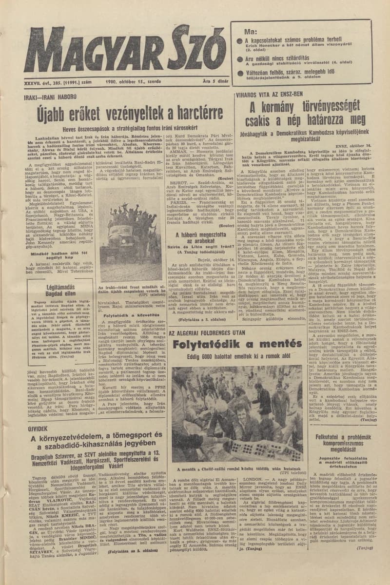 Magyar Szó, 37. évf. 1980. október 15. 285. sz. 1–20. oldal