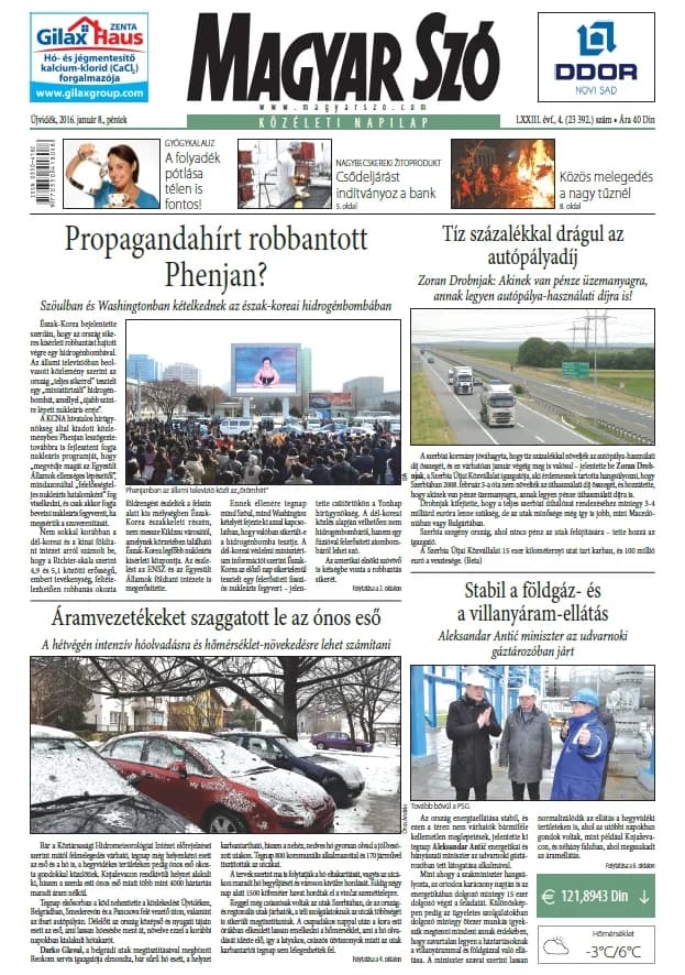 Magyar Szó, 73. évf. 2016. január 8. 4. sz. 1–16. oldal