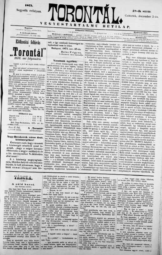 Torontál, 4. évf. 1875. december 2. 48. sz.