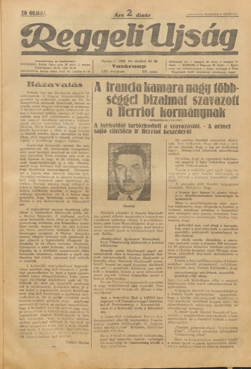 Reggeli Újság, 13. évf. 1932. október 30. 258. sz.